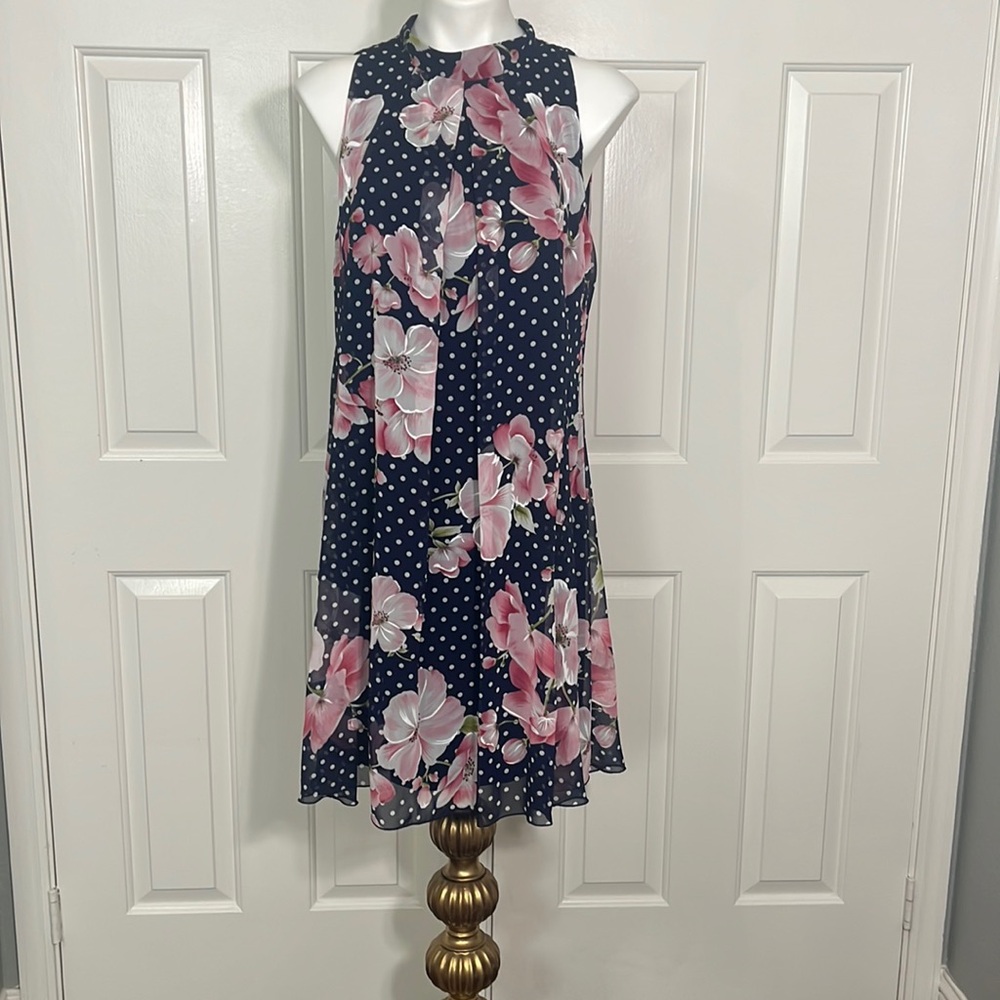 Signature By Robbie Bee Floral A-Line Chiffon Dress Size 14
